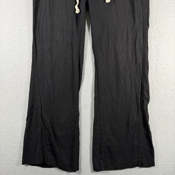 Roxy Black Wide Leg Gaucho Pants Drawstring Waist Linen Blend Women's XL - Picture 4 of 16